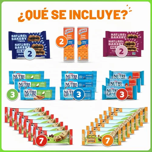 Vista 2 de Paquete de variedad de barras de granola a granel - Caja de aperitivos variada de barras de granola saludables para aperitivos de oficina y barras