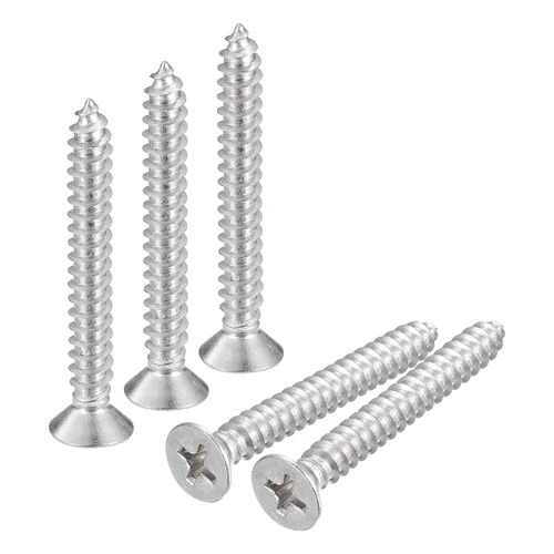 Vista 23 de uxcell Tornillos de chapa de cabeza plana #4x1, 50 tornillos de madera Phillips Drive Tornillos de acero inoxidable 304 Autoperforantes