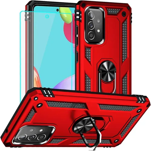Vista 21 de Yiakeng Funda para Samsung A52, Galaxy A52 con protector de pantalla HD, fundas protectoras de grado militar con anillo para Samsung Galaxy A52 5G