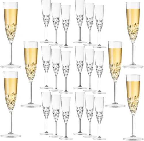 Vista 8 de XKXKKE Copas de Champán de Plástico, 8 Piezas Copas de Champán Irrompibles Reutilizables Elegantes de Cristal Transparente, 5 oz Copas de Acrílico