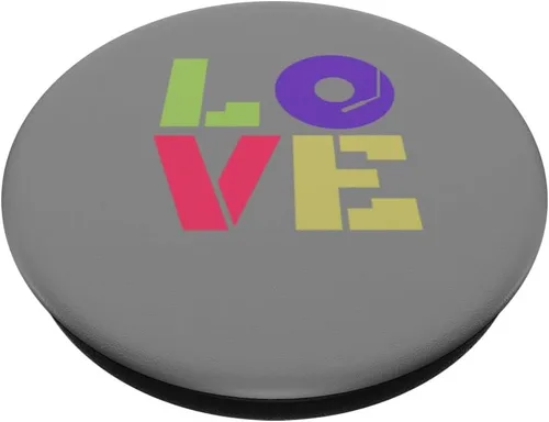 Vista 2 de Love 90s Retro Music Turntable PopSockets Adhesive PopGrip