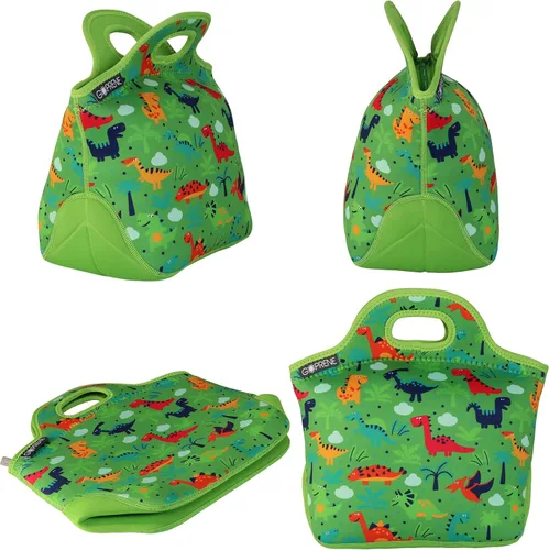 Vista 3 de Bolsa de almuerzo para niños con aislamiento de neopreno para niños, se adapta a la lonchera Bento Box y Thermos verde para niños pequeños