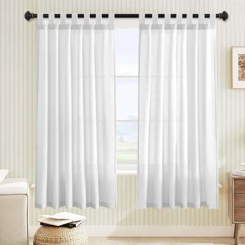 Vista 92 de H.VERSAILTEX Cortinas texturizadas de lino con filtro de luz para sala de estar, tratamiento de ventanas, cortinas naturales y duraderas con *Angora
