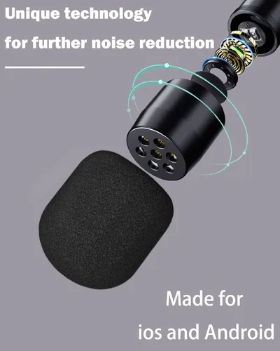 Vista 2 de Micrófono Lavalier inalámbrico profesional para iPhone, iPad - Micrófono de grabación de condensador omnidireccional inalámbrico para videos