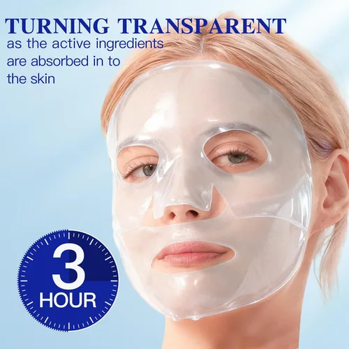 Vista 2 de Máscara facial de colágeno hidrolizado profundo, paquete de 4 – Máscara de lámina antiedad con péptidos y ácido hialurónico, restaura la elasticidad