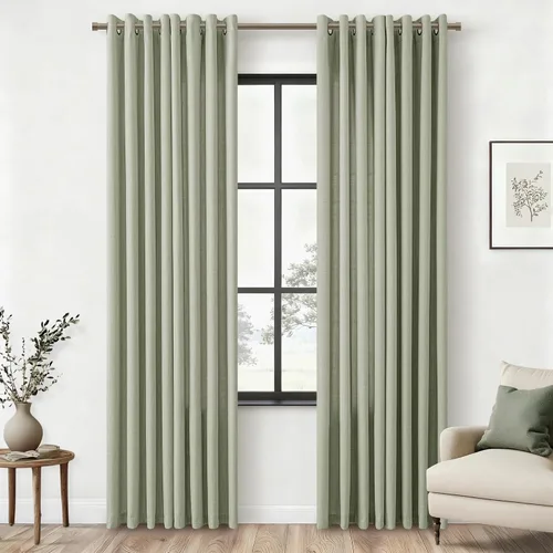Vista 39 de Cortinas de avena con ojales DUKIYO de 96 pulgadas de largo para sala de estar, comedor, juego de 2 paneles, cortinas de arena y beige
