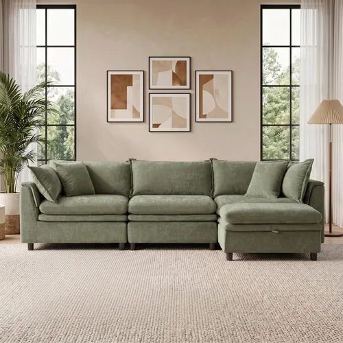 Vista 24 de Sofá modular modular de 113.4 pulgadas con otomana de almacenamiento Gris