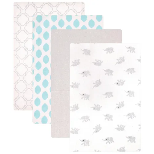 Vista 6 de Luvable Friends Mantas Receptoras Unisex de Franela de Algodón para Bebé, Abc Paquete de 4, Talla Única