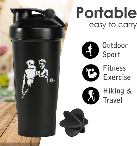 Vista 3 de Senpai Designs Anime Shaker Bottle - Botella agitadora de 20 onzas con bola agitadora, batido de nutrientes, batido de proteínas, preparación