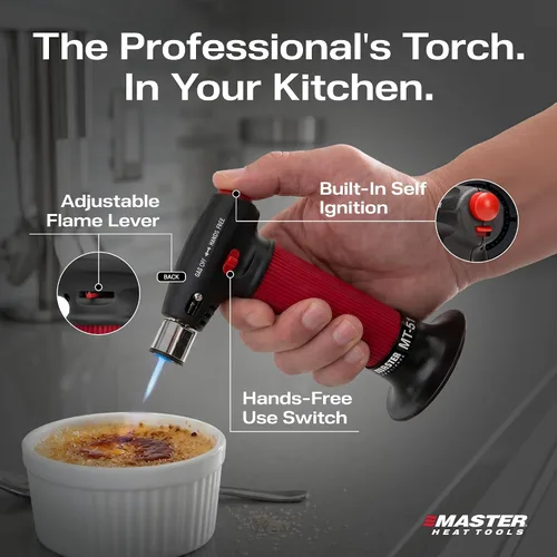 Vista 2 de Master Appliance MT-51 Antorcha de butano profesional, linterna de antorcha manual, antorcha mini de llama ajustable, recargable con combustible
