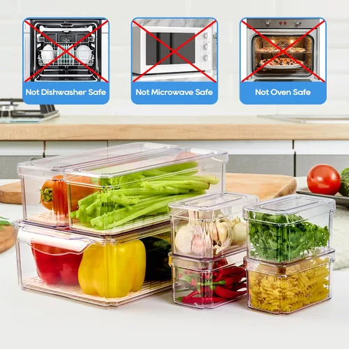 Vista 2 de JollyPack - Paquete de 14 organizadores para refrigerador, contenedores organizadores con tapas para refrigerador, contenedores de almacenamiento