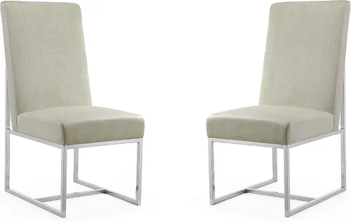 Vista 10 de Manhattan Comfort Element Modern - Juego de 1 sillas de comedor de terciopelo con espuma de alta densidad, marco de acero inoxidable con acabado