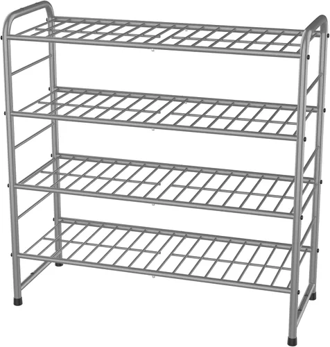 Vista 8 de Zapatero apilable de 4 niveles, organizador de zapatos expandible y ajustable, estante de almacenamiento, alta capacidad, rejilla de alambre