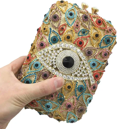 Vista 5 de Boutique De FGG The Evil Eye - Bolsos de mano de cristal para mujer, monederos y bolsos de mano