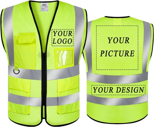 Vista 8 de BeautyWill Chaleco de seguridad personalizado con logotipo Clase 2 Chaleco reflectante de alta visibilidad Chaleco de trabajo protector