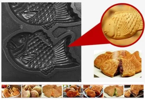 Vista 4 de FY-112 Máquina eléctrica de gofres tipo pescado japonesa Taiyaki Maker Freidora 220V