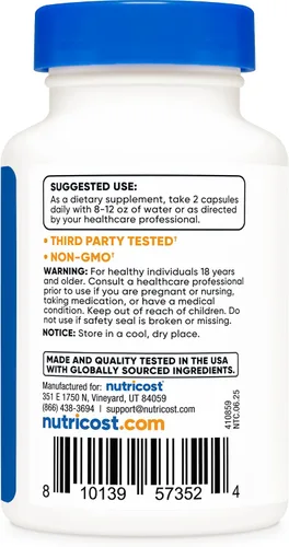 Vista 4 de Nutricost Coleus Forskohlii 500 mg, 60 cápsulas - Fórmula de máxima resistencia