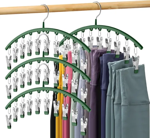 Vista 23 de Organizador de leggings para armario, perchas de metal para pantalones de yoga, 1 paquete con 10 clips con capacidad para 10 leggings, organizador