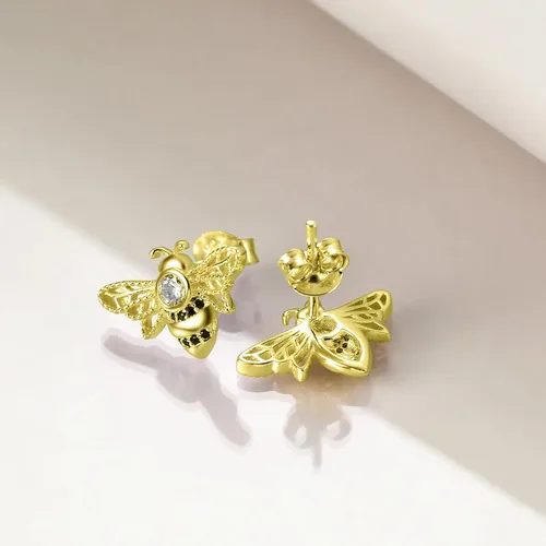Vista 4 de POPKIMI Pendientes de plata de ley con ópalo con diseño de animales de lobonarwhalranaabejamariposatortuga marina para mujeres y niñas, regalos