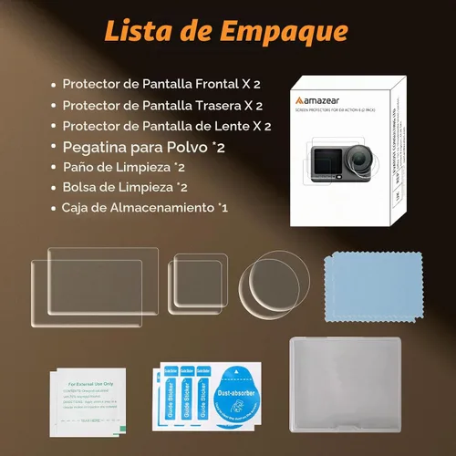 Vista 8 de AMAZEAR Protector de pantalla de lente para accesorios DJI Osmo Action 6 (paquete de 6), protector de pantalla de vidrio templado Action6 Pro