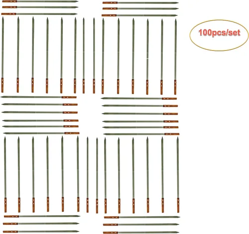 Vista 2 de Brochetas planas de media pulgada para barbacoa de acero inoxidable con mango de madera maciza para asar estilo brasileño Kebob Koubideh Kebab turco