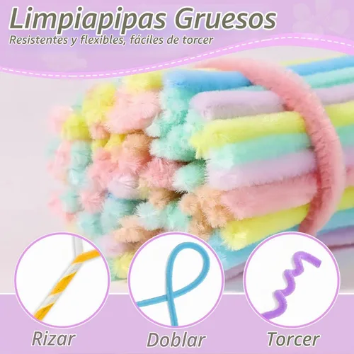 Vista 5 de 600 limpiadores de pipas pastel a granel con pompones para Suministros para manualidades de macaron
