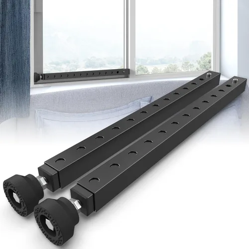 Vista 11 de WooFog Barras verticales de seguridad ajustables para ventana, barra de bloqueo de puerta de vidrio deslizante resistente con patas de goma, tapón