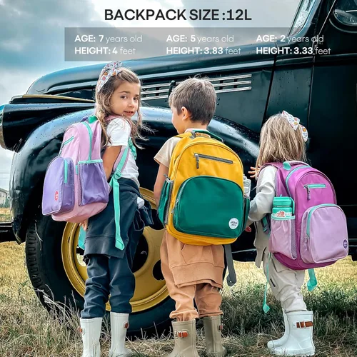 Vista 9 de mibasies Mochila para niñas y niños, ideal para niños y niñas, mochila para preescolar jardín de infantes y primaria, Azul oscuro, Niños-12L US