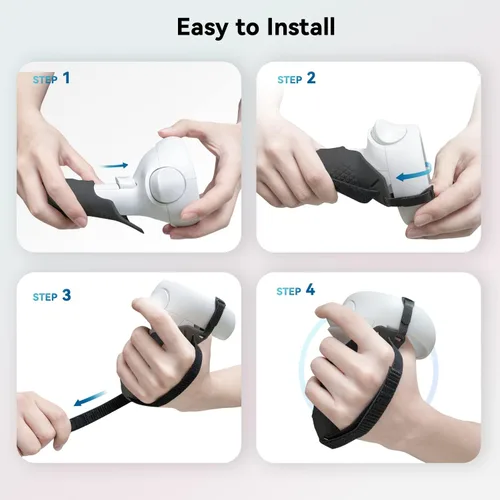 Vista 8 de CNBEYOUNG Cubierta de agarre para control táctil y cubierta de lente compatible con Quest 2, funda de mango antitiramiento, accesorios Quest 2