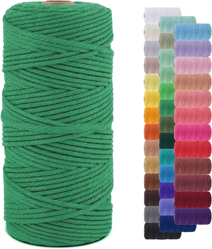 Vista 33 de Cordón de macramé de 0.079 pulgadas, cuerda de algodón natural de 109 yardas, hilo de cuerda de macramé para manualidades, ganchos de pared