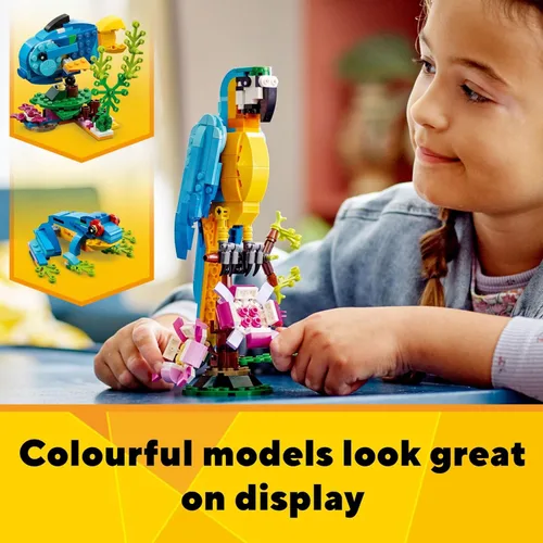 Vista 3 de LEGO Creator 31136 - Juego de juguetes de construcción de loro exótico 3 en 1, se transforma en 3 figuras de animales diferentes, desde loros