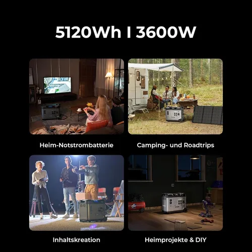 Vista 9 de OUKITEL P5000 Plus 5120Wh Estación de energía portátil con panel solar plegable (P5000 Plus Solarset (+ 4 paneles solares de 200 W)