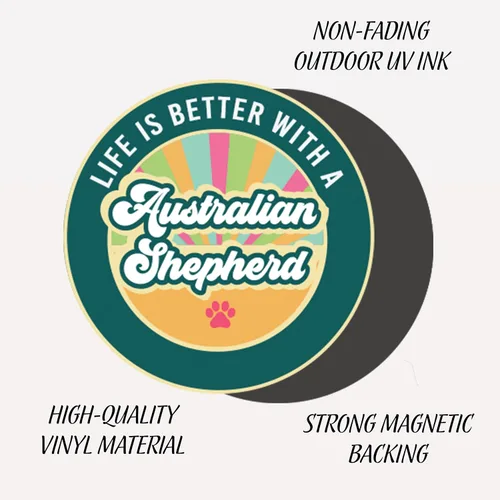 Vista 4 de Life is Better with an Austrlian Shepherd Refrigerator Locker Car Magnet 4