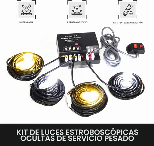 Vista 2 de Kit de luces estroboscópicas de emergencia escondidas, 4 bombillas HID, 13 patrones intermitentes, cable de 16 pies con controlador de faros Blanco