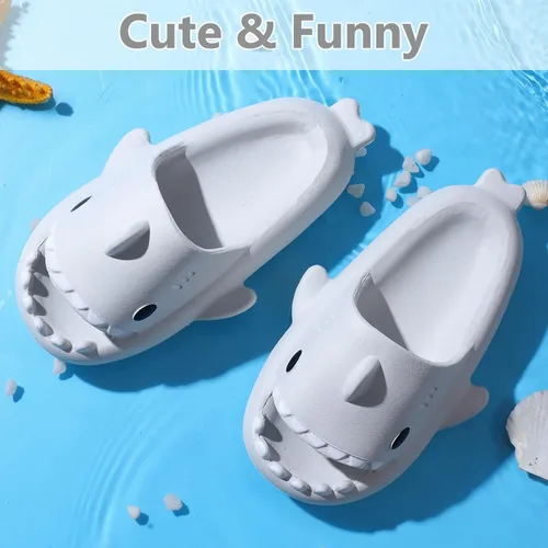 Vista 7 de Sandalias de baño con diseño de tiburón para niños y niñas Sandalias de ducha para niños y niñas Sandalias de playa y piscina Secado rápido