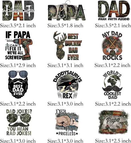 Vista 2 de 12 calcomanías para planchar para el Día del Padre, parches para planchar en ropa, calcomanías de transferencia de calor para camisetas, apliques