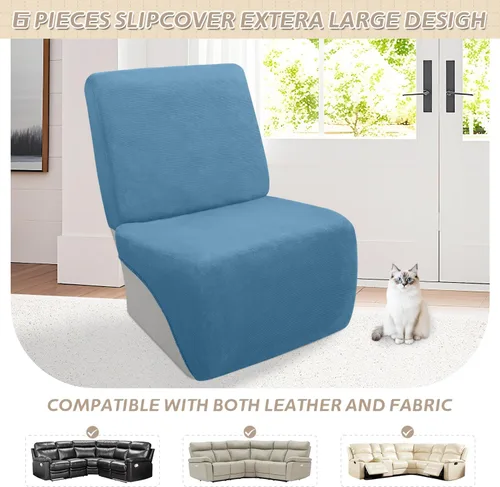 Vista 457 de Arfntevss Fundas de sofá seccional reclinable de terciopelo, Funda de sofá seccional de esquina para sofá reclinable, Funda elástica suave