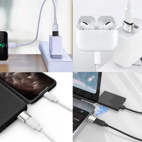 Vista 5 de Adaptador USB C hembra a USB macho, paquete de 3 unidades, adaptador USB tipo C a USB-A OTG compatible con iPhone 17/16/15 Samsung Galaxy