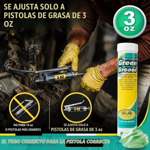 Vista 2 de Tubo de grasa verde ultra resistente (3 onzas, paquete de 3) – NLGI 2, alta temperatura, resistente al agua, grado marino, resistente a