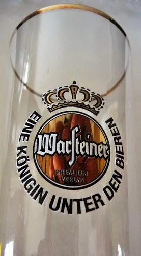 Vista 2 de Warsteiner Vaso de cerveza con borde dorado ~ 10 pulgadas
