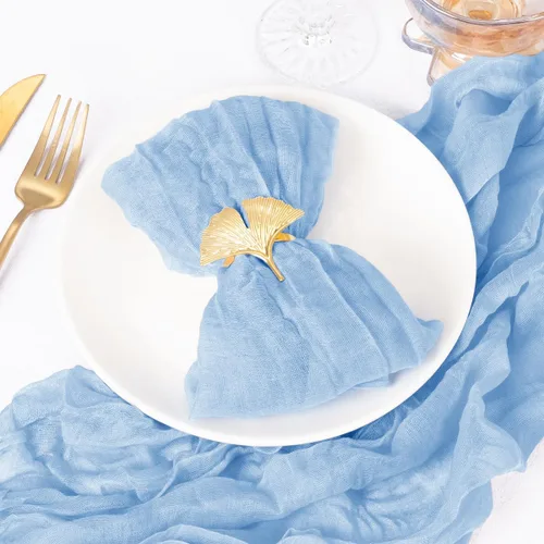 Vista 3 de DeZerlor Paquete de 12 servilletas de tela de estopilla de color azul claro, juego de 12 servilletas de cena a granel de 21 x 21 pulgadas