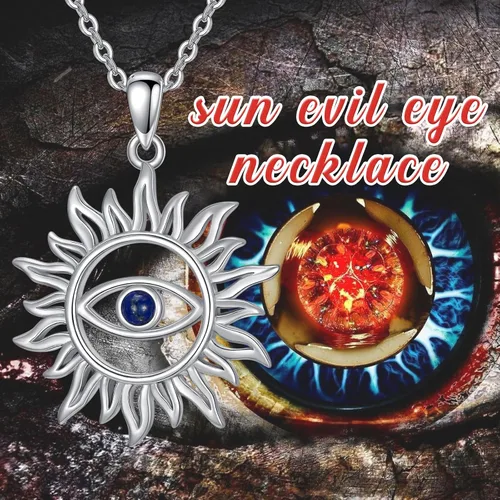Vista 3 de PROESS Collar de plata de ley 925 con amuleto de protección espiritual para mujeres y hombres con cadena de 18 + 2 pulgadas