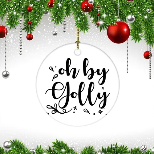 Vista 3 de Adorno de Navidad motivacional de círculo, adorno de cerámica de Navidad, regalo divertido para mujeres/hombres, adorno para árbol de Navidad