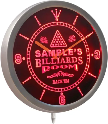 Vista 3 de AdvPro ncpj-tm Billiards Room - Reloj de pared LED de neón con letrero de cerveza, letrero de cerveza