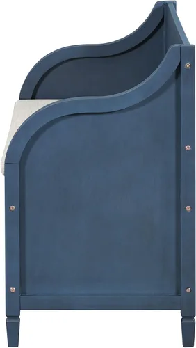 Vista 9 de Knocbel Banco de almacenamiento rústico para entrada con compartimentos ocultos y cojín extraíble, banco de madera para entrada, pasillo, vestíbulo
