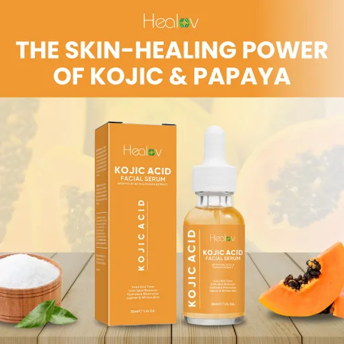 Vista 2 de Suero de ácido kójico – Removedor de manchas oscuras para rostro y cuerpo – Iluminador de la piel para manchas, hiperpigmentación, decoloración