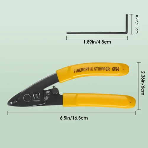Vista 6 de CFS-3 Pelacables de fibra óptica de 3 orificios de puerto con mango de 6 pulgadas - Llave hexagonal ajustable para chaqueta, amortiguador y pelado