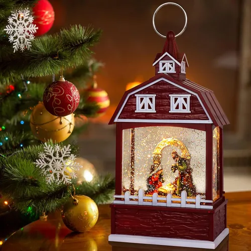Vista 4 de Christmas Music Snow Globe Lantern with 6 Hour Timer, USB Powered Battery Operated Lighted Water Singing Snow Globe Holiday Women Children