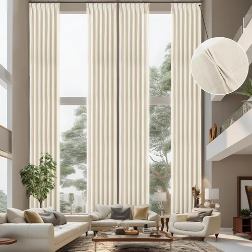 Vista 18 de DriftAway Cortinas plisadas de lino semitransparentes con textura de casa de campo sólidas y rústicas modernas para sala de estar y dormitorio, 2