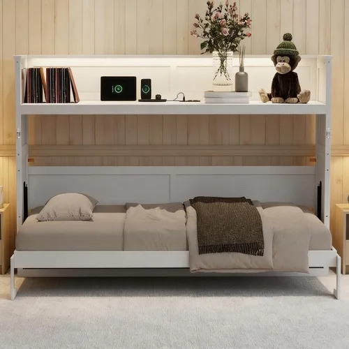 Vista 17 de SOFTSEA Farmhouse - Cama Murphy de tamaño individual con LED, color marrón